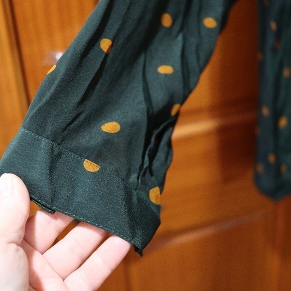 Christian Dior SEPARATES Vintage Bottle Green Orange Polka Dot Cambridge Top 12 - Picture 6 of 14